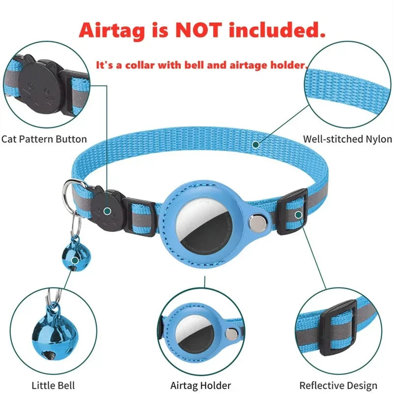 Airtag Case Collar For Cat Protective Cover For Anti Lost Locator Holder Dog Tracker Accessories Reflective Pet Collar With Bell