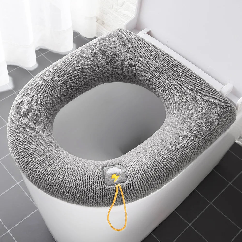Thicken Toilet Seat Cover Mat Winter Warm Soft Washable Closestool Mat Seat Case Toilet Lid Pad Bidet Cover Bathroom Accessories