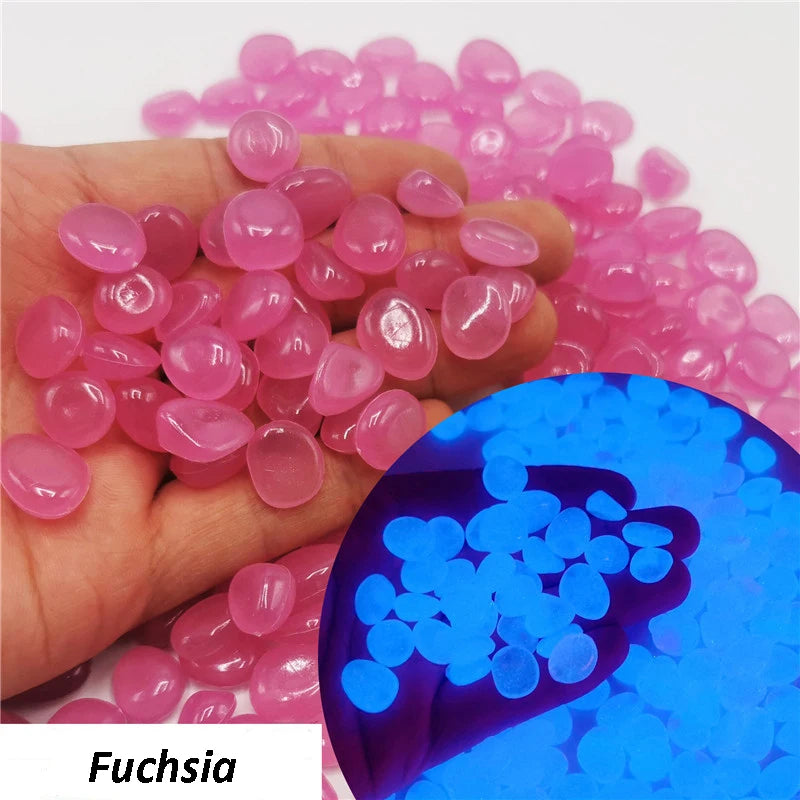 50/100Pcs Glow in the Dark Garden Pebbles For Sidewalk Garden Terrace Lawn Garden Patio Fish Tank Aquarium Decoration Glow Stone