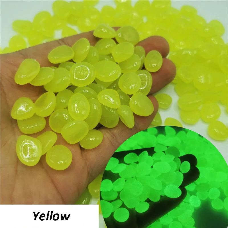 50/100Pcs Glow in the Dark Garden Pebbles For Sidewalk Garden Terrace Lawn Garden Patio Fish Tank Aquarium Decoration Glow Stone