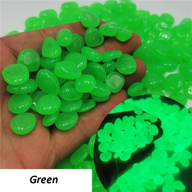 50/100Pcs Glow in the Dark Garden Pebbles For Sidewalk Garden Terrace Lawn Garden Patio Fish Tank Aquarium Decoration Glow Stone