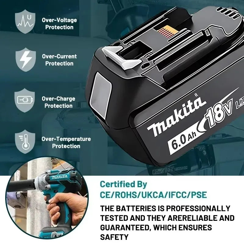 9.0 Ah Makita 18v Battery With Rechargeable Lithium Ion for DDF487 BL1880 BL1860B LXT400 Power Tool Makita 18 v Battery
