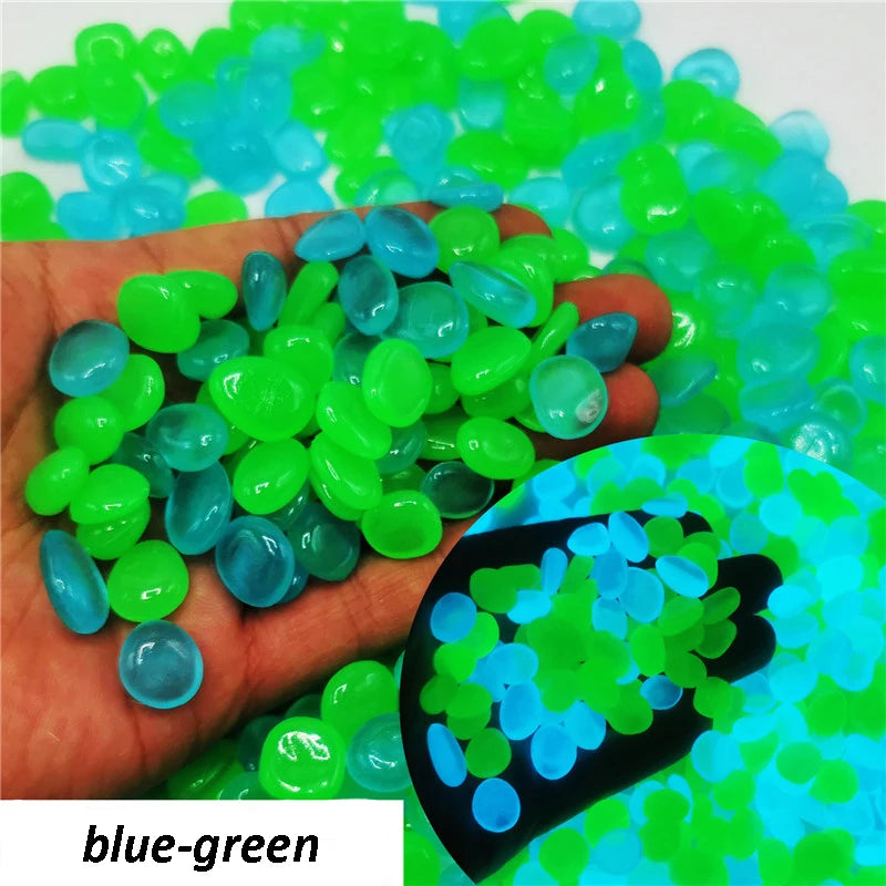 50/100Pcs Glow in the Dark Garden Pebbles For Sidewalk Garden Terrace Lawn Garden Patio Fish Tank Aquarium Decoration Glow Stone