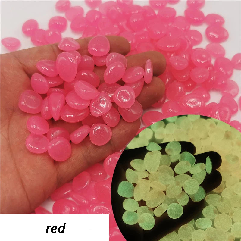 50/100Pcs Glow in the Dark Garden Pebbles For Sidewalk Garden Terrace Lawn Garden Patio Fish Tank Aquarium Decoration Glow Stone