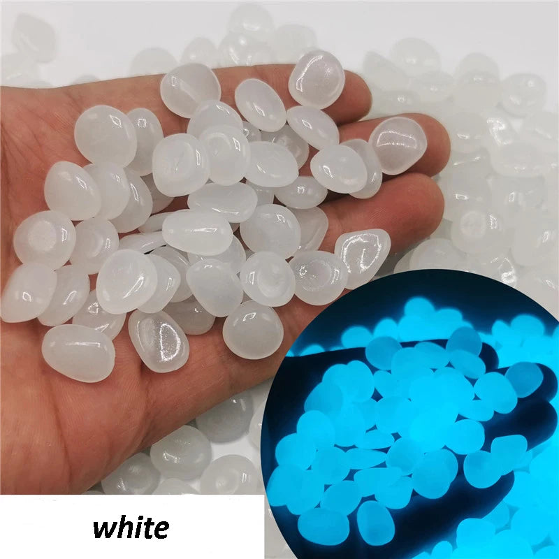 50/100Pcs Glow in the Dark Garden Pebbles For Sidewalk Garden Terrace Lawn Garden Patio Fish Tank Aquarium Decoration Glow Stone
