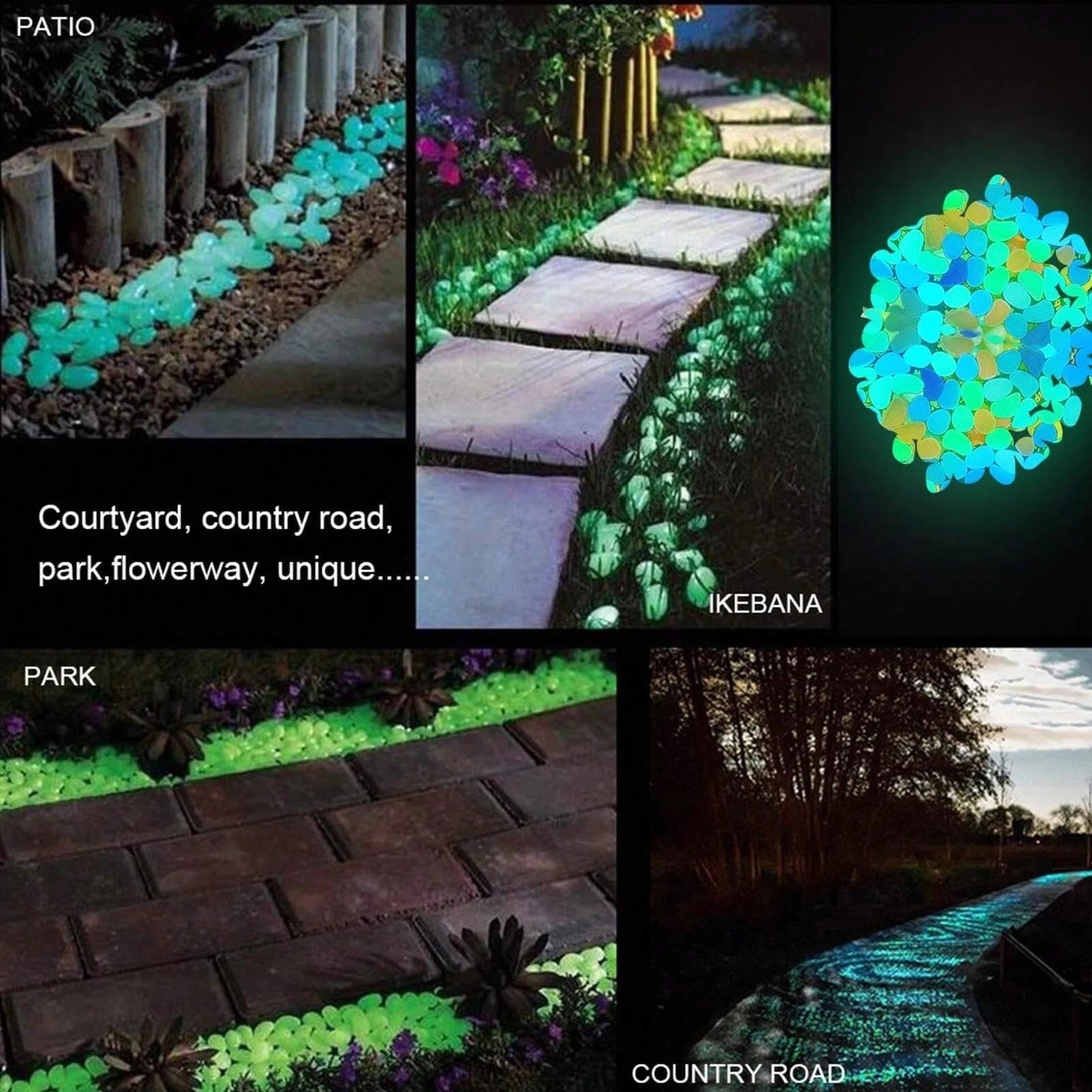 Luminous Stones Dark Pebbles Glow in the Dark for Fish Tank Decor Garden Lighting Luminous Pebbles